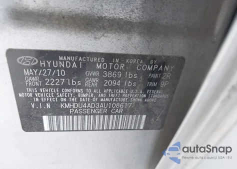 2010 Hyundai Elantra Se из США, поврежденный, VIN KMHDU4AD3AU108617